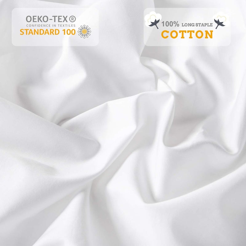 MILDLY 100% Long-Staple Cotton Fitted Sheet Only, Pure White Full Size Fitted Sheet, Bottom Sheet Wrinkle Free Elastic Mattress Protector Cover - Image 3